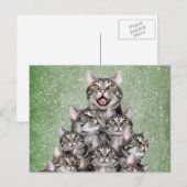 Katten kerstboom feestdagenkaart (Voorkant / Achterkant)