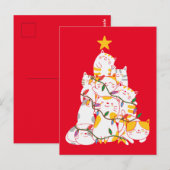 Katten kerstboom Funny Cats Kerstmis Briefkaart (Voorkant / Achterkant)