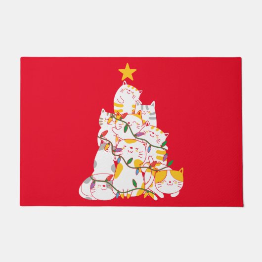 Katten kerstboom Funny Cats Kerstmis Deurmat (Voorkant)