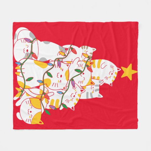 Katten kerstboom Funny Cats Kerstmis Fleece Deken (Voorkant (Horizontaal))