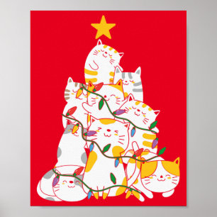 Katten Kerstboom Grappige Katten Kerstmis Poster