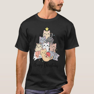 Katten Kerstboom Katmas Kerstmis Kinderen Meisjes  T-shirt
