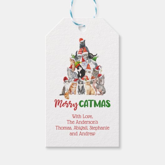 Katten Kerstboom Kattenliefhebber Kattenbezitter Cadeaulabel (Voorkant)