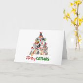Katten Kerstboom Kattenliefhebber Kerstmis Kaart (Gele Bloem)