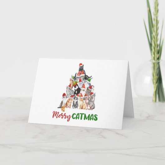 Katten Kerstboom Kattenliefhebber Kerstmis Kaart (Voorkant)