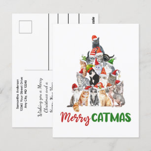 Katten Kerstboom Kattenliefhebber Kerstvakantie Briefkaart