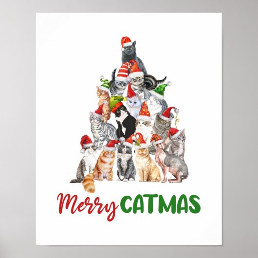 Katten Kerstboom Kattenliefhebber Kerstvakantie Poster (Voorkant)