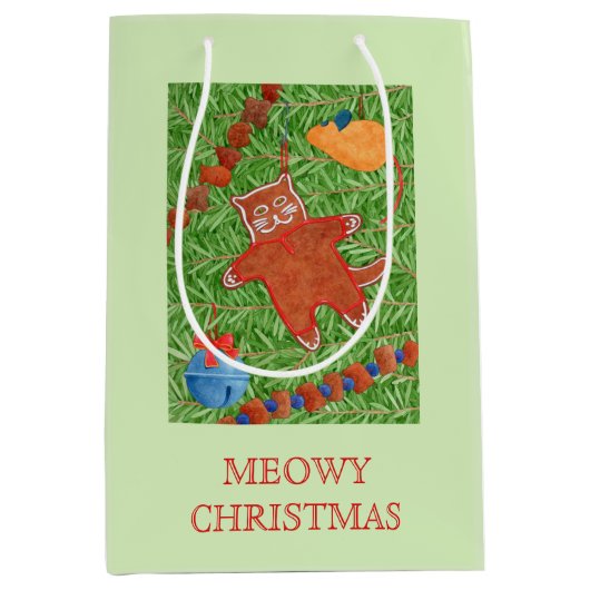 KATTEN KERSTBOOM Medium Gift Bag Cadeauzakje (Voorkant)
