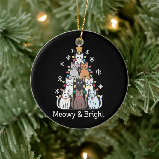 Katten Kerstboom Meowy Bright Schattige Xmas Keramisch Ornament (Boom)