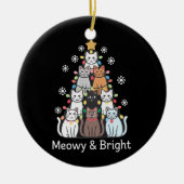 Katten Kerstboom Meowy Bright Schattige Xmas Keramisch Ornament (Voorkant)