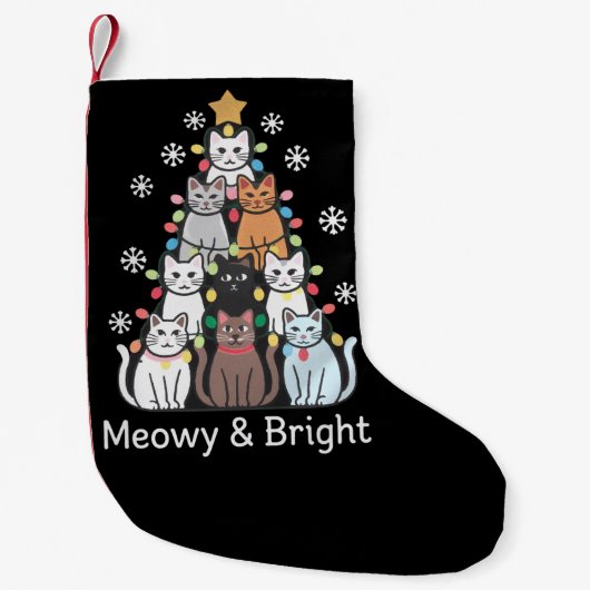 Katten Kerstboom Meowy Bright Schattige Xmas Kleine Kerstsok (Voorkant)