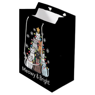 Katten Kerstboom Meowy Bright Schattige Xmas Medium Cadeauzakje