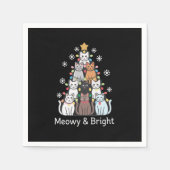 Katten Kerstboom Meowy Bright Schattige Xmas Servet (Voorkant)