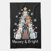 Katten Kerstboom Meowy Bright Schattige Xmas Theedoek (Verticaal)