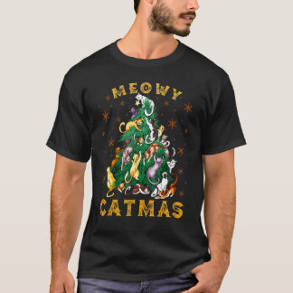 Katten Kerstboom Meowy Catmas Kerstmis T-shirt