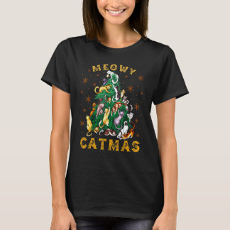 Katten Kerstboom Meowy Catmas Kerstmis T-shirt