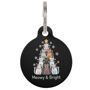 Katten Kerstboom Meowy Helder Schattig Kerstmis  Huisdierpenning