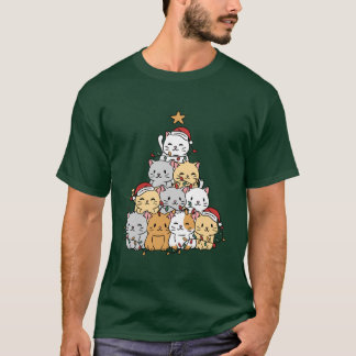 Katten kerstboom t-shirt