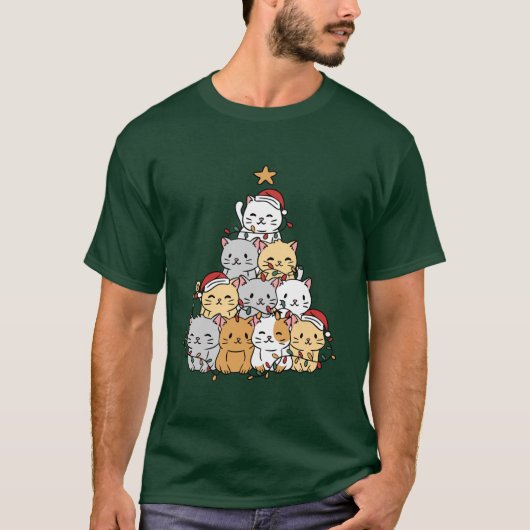 Katten kerstboom t-shirt (Voorkant)