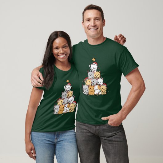 Katten kerstboom t-shirt (Unisex)