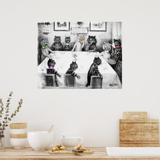 Katten kerstcatastrofe door Louis Wain Poster (Keuken)