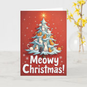 Katten Kerstkaart Kaart (Gele Bloem)