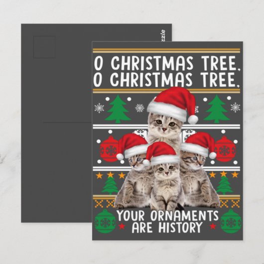 Katten kerstkerstShirt Funny Ornaments Pajama Fami Briefkaart (Voorkant / Achterkant)