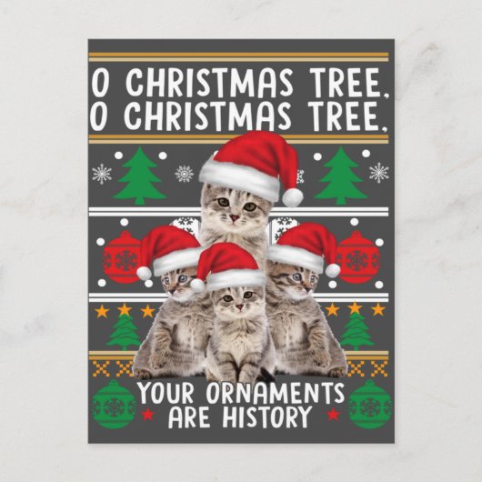 Katten kerstkerstShirt Funny Ornaments Pajama Fami Briefkaart (Voorkant)