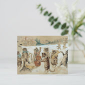 Katten Kerstliedjes Zingen Ansichtkaart Briefkaart (Staand voorkant)
