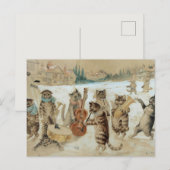 Katten Kerstliedjes Zingen Ansichtkaart Briefkaart (Voorkant / Achterkant)
