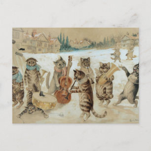 Katten Kerstliedjes Zingen Ansichtkaart Briefkaart