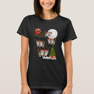 Katten Kerstman slee vliegend grappig magisch kers T-shirt