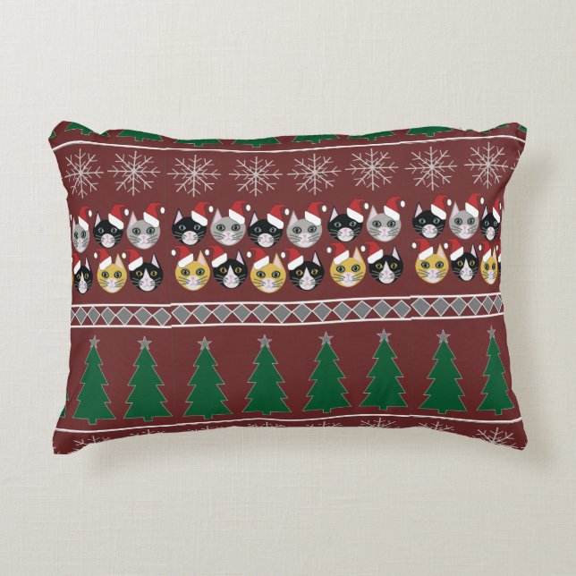 Katten Kerstmis  Accent Kussen (Voorkant)