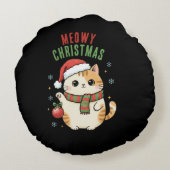 Katten Kerstmis – Festive Vakantie Design Rond Kussen (Achterkant)