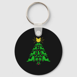 Katten kerstmis Funny Meowy kerstboomkat Love Sleutelhanger