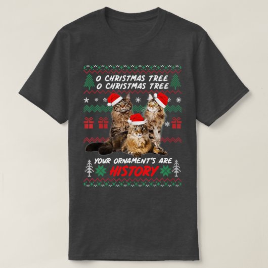 Katten Kerstmis Funny Ornamenten Maine Coon Lovers T-shirt (Design voorkant)
