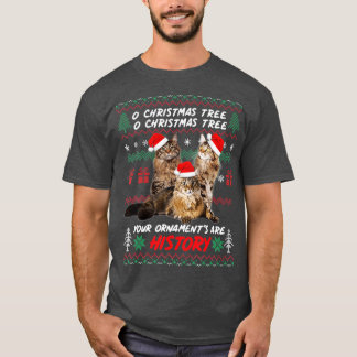Katten Kerstmis Funny Ornamenten Maine Coon Lovers T-shirt