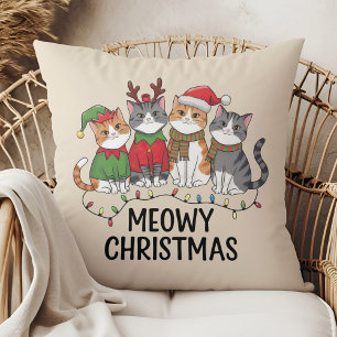 Katten Kerstmis Grappige Katten - Schattige Feestd Kussen
