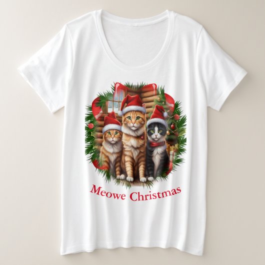 Katten Kerstmis Grote Maat T-shirt (Design voorkant)