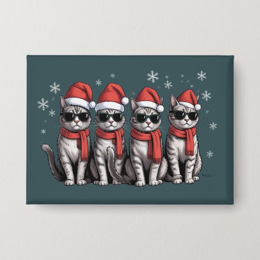Katten Kerstmis Kat Mam Vakantie Kerstmis Kerstman Button (Voorkant)