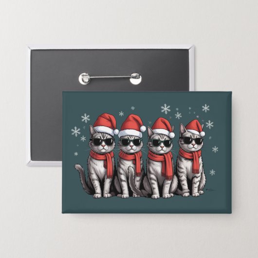 Katten Kerstmis Kat Mam Vakantie Kerstmis Kerstman Button (Voorkant / Achterkant)