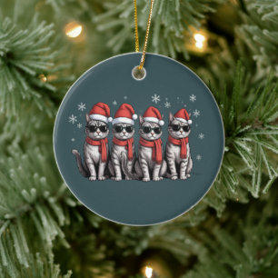 Katten Kerstmis Kat Moeder Vakantie Xmas Sinterkla Keramisch Ornament