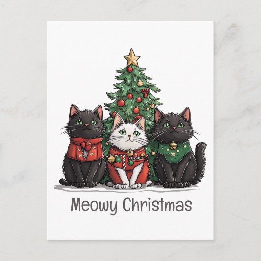 Katten Kerstmis Katten Kerstboom Briefkaart (Voorkant)