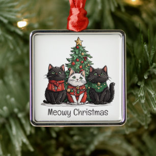 Katten Kerstmis Katten Kerstboom Metalen Ornament