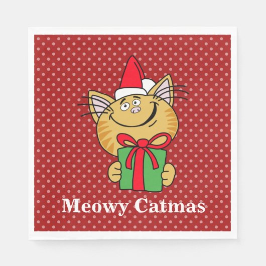 Katten Kerstmis Kerstkat Papieren Servetten (Voorkant)