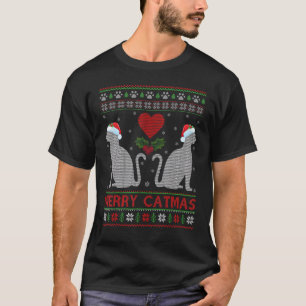 Katten Kerstmis Lichtjes Kerstman Lelijke Katten K T-shirt
