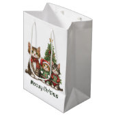 Katten Kerstmis Medium Cadeauzakje (Voorkant Gekanteld)