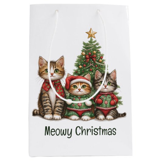 Katten Kerstmis Medium Cadeauzakje (Voorkant)