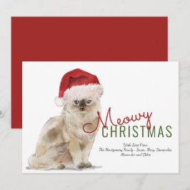 Katten Kerstmis Mooie Kat Sinterklaas Hoed Modern Feestdagenkaart