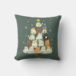 Katten Kerstmis — Mooie Kattenboom Kussen